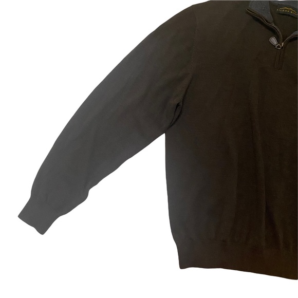 Eildon Hills 1/4 Zip Brown Pullover Sweater Extra Fine Merino Wool Size Large - Picture 3 of 8